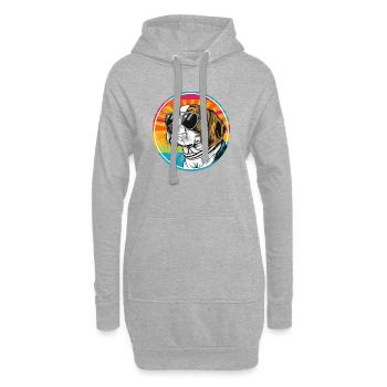 Chien d’été avec lunettes de soleil - Sweat-shirt à capuche long Femme - gris chiné - Devant