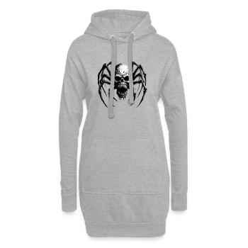 Halloween Monster Spinne Totenkopf - Hoodie-Kleid - Grau meliert - Vorne