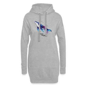 Ciel étoilé de baleine Galaxy, rêvez plus grand - Sweat-shirt à capuche long Femme - gris chiné - Devant