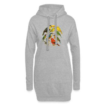 Série d'oiseaux colorés en aquarelle - Sweat-shirt à capuche long Femme - gris chiné - Devant
