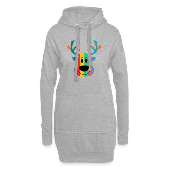 RENNE. NOËL. JOYEUX NOËL. MERRY CHRISTMAS - Sweat-shirt à capuche long Femme - gris chiné - Devant