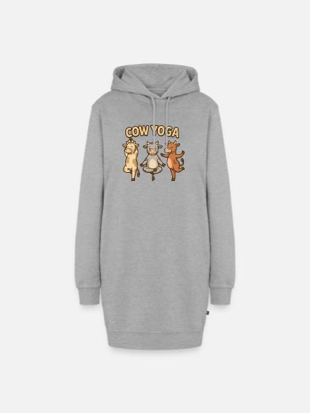 Kuh Yoga Illustration - Hoodie-Kleid - Grau meliert