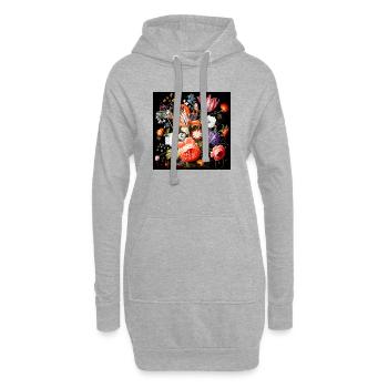 Fantaisies fleuries style baroque flamand - Sweat-shirt à capuche long Femme - gris chiné - Devant