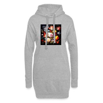 Splendeur florale vibrante dans le style baroque flamand - Sweat-shirt à capuche long Femme - gris chiné - Devant