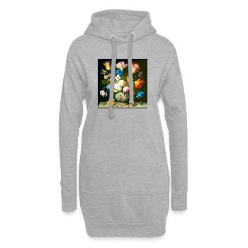 Elegante Blumenvase bunte Blütenpracht flämisch - Hoodie-Kleid - Grau meliert - Vorne