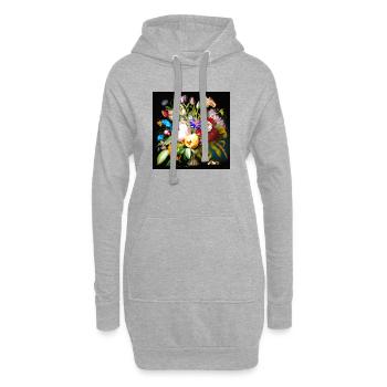 Bouquet coloré sur flamand noir - Sweat-shirt à capuche long Femme - gris chiné - Devant