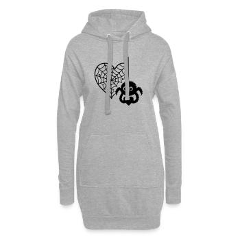 Flauschige_Spinne_und_Herzspinnennetz avec cœur - Sweat-shirt à capuche long Femme - gris chiné - Devant