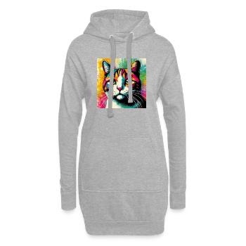cat - Hoodie Dress - heather grey - Front