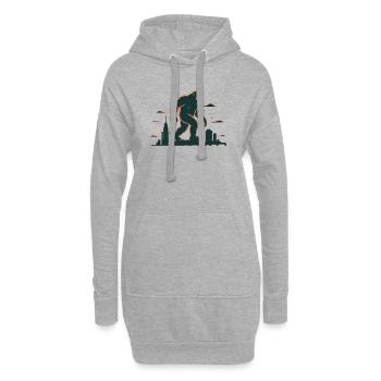 Gorille géant au-dessus des toits de la ville - Sweat-shirt à capuche long Femme - gris chiné - Devant