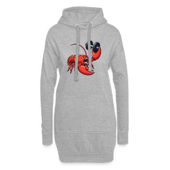 Lustiger Hummer Fitness Hantel Training Cartoon - Hoodie-Kleid - Grau meliert - Vorne