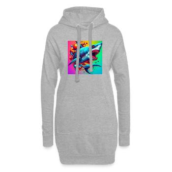 Requin - Sweat-shirt à capuche long Femme - gris chiné - Devant