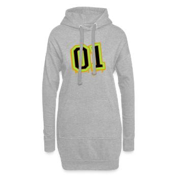 Leuchtende Neon-Zahl 01 Design - Hoodie-Kleid - Grau meliert - Vorne