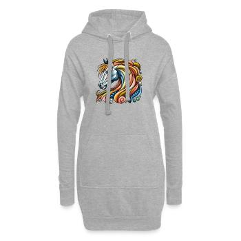 Tête de cheval géométrique lumineuse - Sweat-shirt à capuche long Femme - gris chiné - Devant