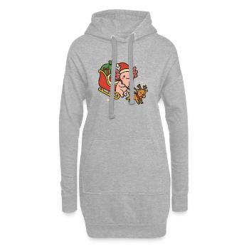 Axolotl en traîneau de Noël mignon - Sweat-shirt à capuche long Femme - gris chiné - Devant