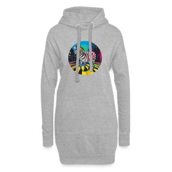 Zèbre coloré dans le paysage urbain au néon - Sweat-shirt à capuche long Femme - gris chiné - Devant