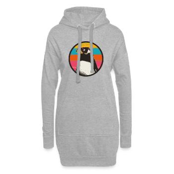 Penguin with Retro Sunset - Hoodie-Kleid - Grau meliert - Vorne