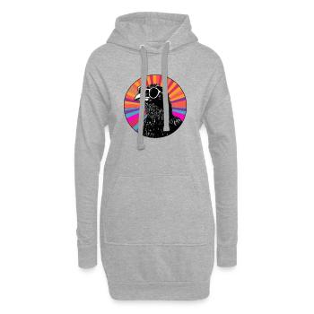 Oiseau avec lunettes de soleil et dégradé - Sweat-shirt à capuche long Femme - gris chiné - Devant