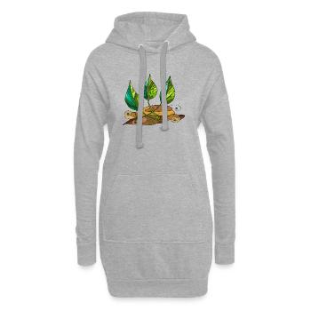 feuilles - Sweat-shirt à capuche long Femme - gris chiné - Devant
