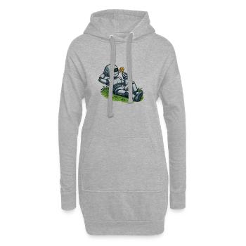 Roboter mit Blume auf einen Rasen - Hoodie-Kleid - Grau meliert - Vorne
