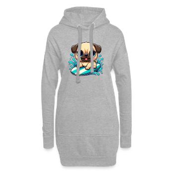 mignon carlin surfeur dessin animé surf été - Sweat-shirt à capuche long Femme - gris chiné - Devant