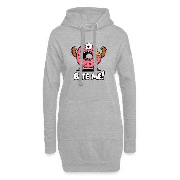 Donut-Monster mit Monsterblick - Hoodie-Kleid - Grau meliert - Vorne