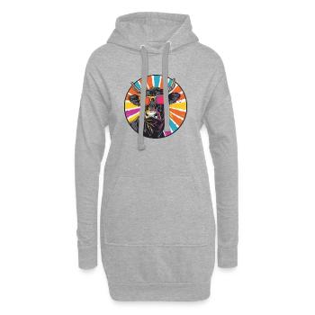  Bullen mit Sonnenbrille - Hoodie-Kleid - Grau meliert - Vorne