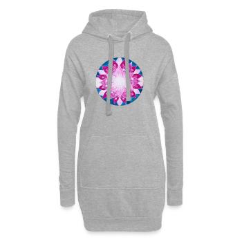 BlumenMandala in Magenta, Pink und Blau - Hoodie-Kleid - Grau meliert - Vorne