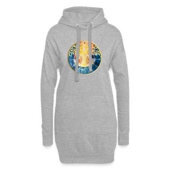 Lebendige Baum-Meditation Illustration - Hoodie-Kleid - Grau meliert - Vorne