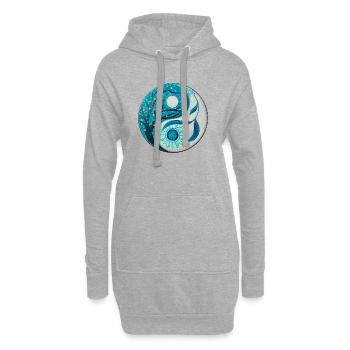 Yin Yang mit Baum und Spirale - Hoodie-Kleid - Grau meliert - Vorne
