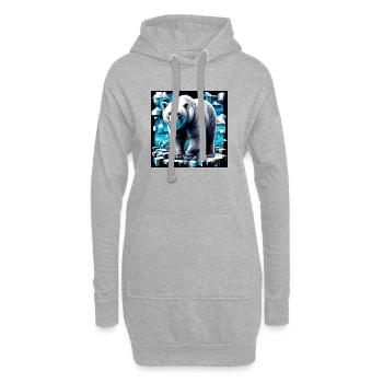 ours blanc - Sweat-shirt à capuche long Femme - gris chiné - Devant