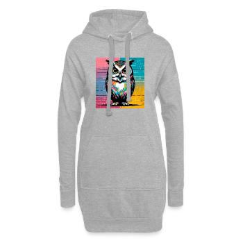 Eule - Hoodie-Kleid - Grau meliert - Vorne