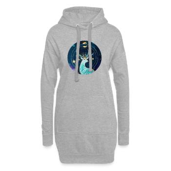 Cerf mystique dans le ciel étoilé - Sweat-shirt à capuche long Femme - gris chiné - Devant