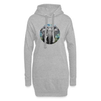 Mosaik Elefant Kunst Porträt - Hoodie-Kleid - Grau meliert - Vorne