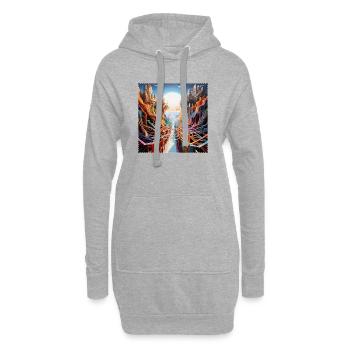 Paysage futuriste avec des chemins colorés surréalistes - Sweat-shirt à capuche long Femme - gris chiné - Devant