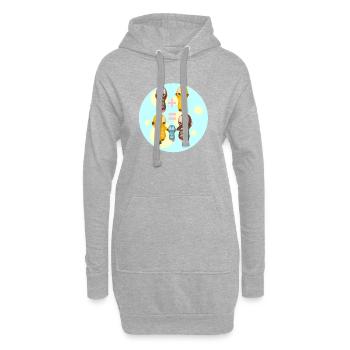 Niedliche Kawaiifiguren Familie - Hoodie-Kleid - Grau meliert - Vorne
