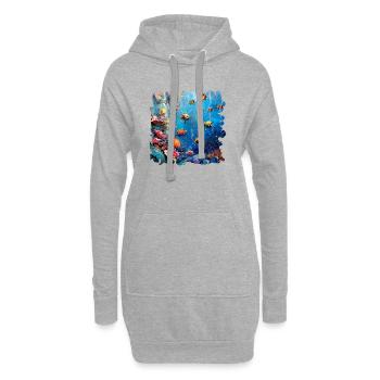 Lebendiges Korallenriff Unterwasserwelt - Hoodie-Kleid - Grau meliert - Vorne