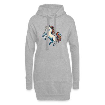White horse with colorful mane – imaginative - Hoodie Dress - heather grey - Front