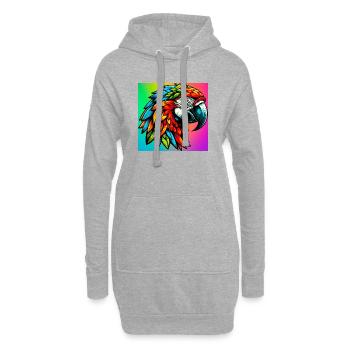 perroquet - Sweat-shirt à capuche long Femme - gris chiné - Devant