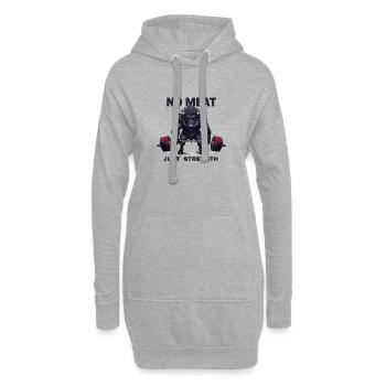 Strong Bull – No Meat, Just Strength - Hoodie-Kleid - Grau meliert - Vorne
