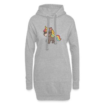Licorne pastel avec des lunettes - Sweat-shirt à capuche long Femme - gris chiné - Devant