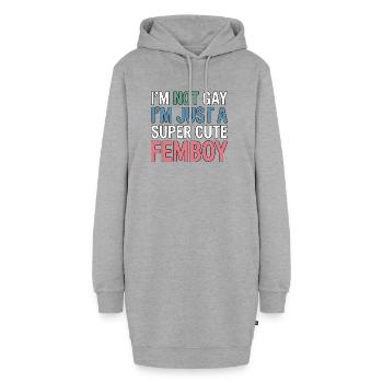 Pas gay – juste mignon femboy - Sweat-shirt à capuche long Femme - gris chiné - Devant