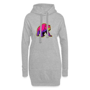 Neon Bär mit Kraft  - Hoodie-Kleid - Grau meliert - Vorne
