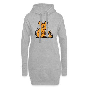 Kuschelige Maus und Kätzchen Duo - Hoodie-Kleid - Grau meliert - Vorne