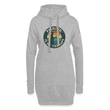 Fishing is My Therapy Retro Angler Motiv - Hoodie-Kleid - Grau meliert - Vorne