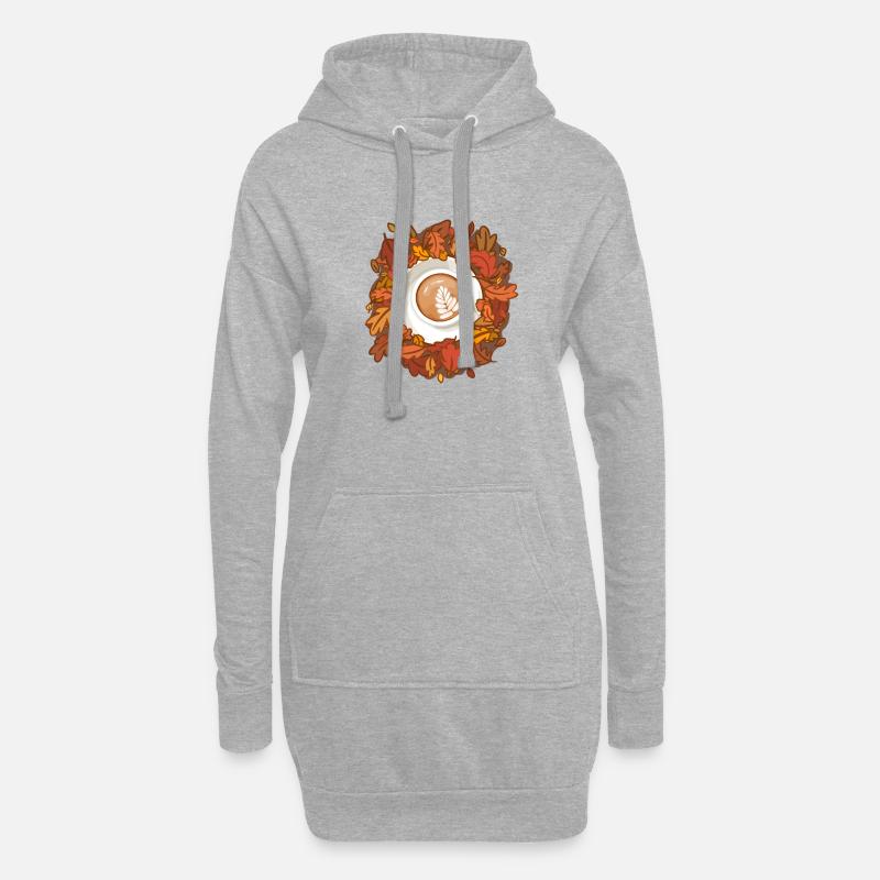 Leaves are Falling, Coffee is Calling - Hoodie-Kleid - Grau meliert