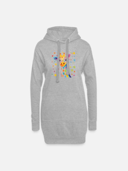 Königliche Giraffe Farbkonfetti - Hoodie-Kleid - Grau meliert
