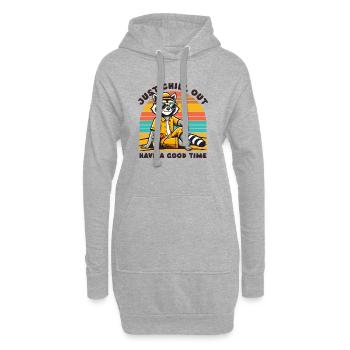 Chilliger Waschbär - Sommer Retro Beach Vibes - Hoodie-Kleid - Grau meliert - Vorne