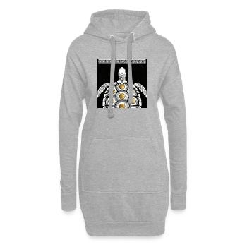 Plaque de monnaie tortue - Sweat-shirt à capuche long Femme - gris chiné - Devant