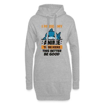 Ich pausierte Anime – Blahaj - Hoodie-Kleid - Grau meliert - Vorne