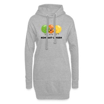 Kontakt-Linsen – Lustiges Wortspiel - Hoodie-Kleid - Grau meliert - Vorne